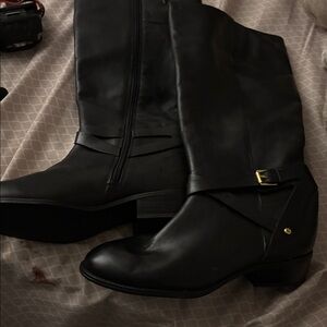 Ralph Lauren Black Leather Heeled Boots